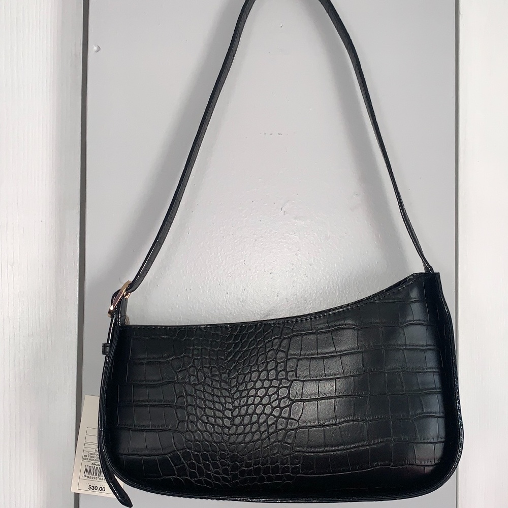 Black Croc Print Bag